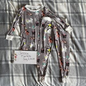 EUC Little Sleepies gray Cozy Cats pajamas